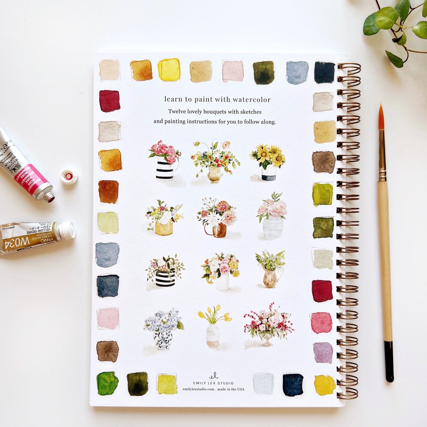 Bouquets Watercolor Workbook by Emily Lex Studio