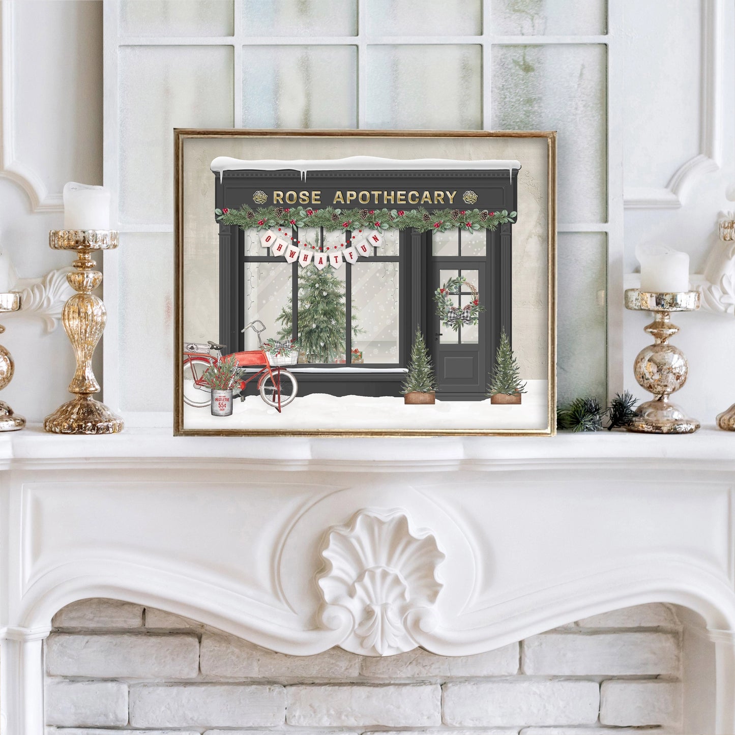 Rose Apothecary Christmas Art Print by Paper House Print Shop