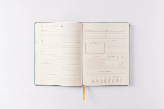 2025 Blue Basketweave Bound Planner by Good JuJu Ink