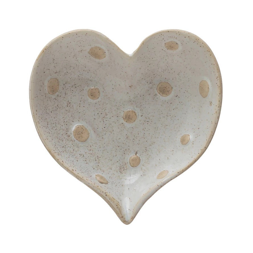 Stoneware Heart Dots Dish