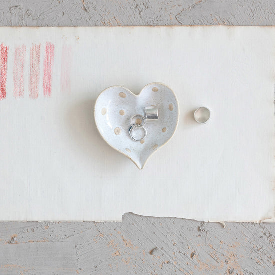 Stoneware Heart Dots Dish