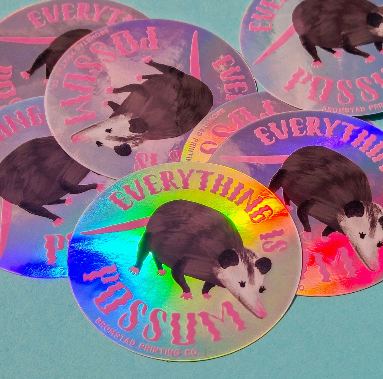 Everything Is Possum Vinyl Sticker by Bromstad Printing Co.