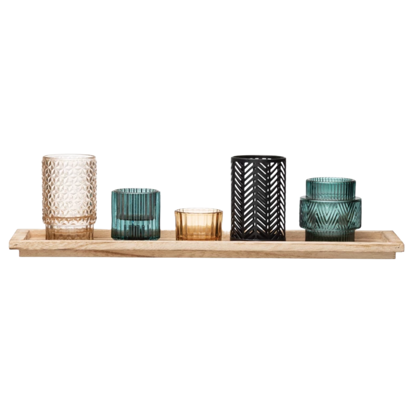 Mixed Glass Votives w/ Tray by Creative Co-Op