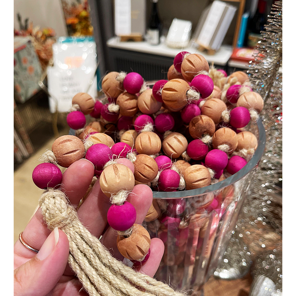 Rosy Wooden Bead Garland