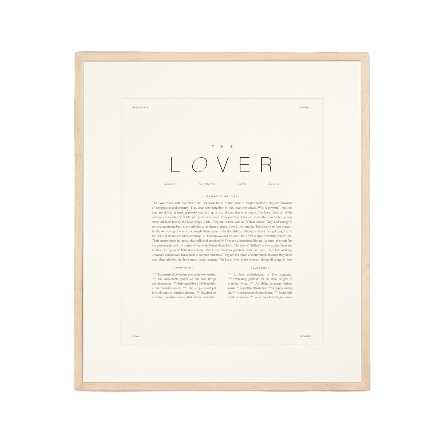 The Lover Zodiac Art Print by Wilde House Paper