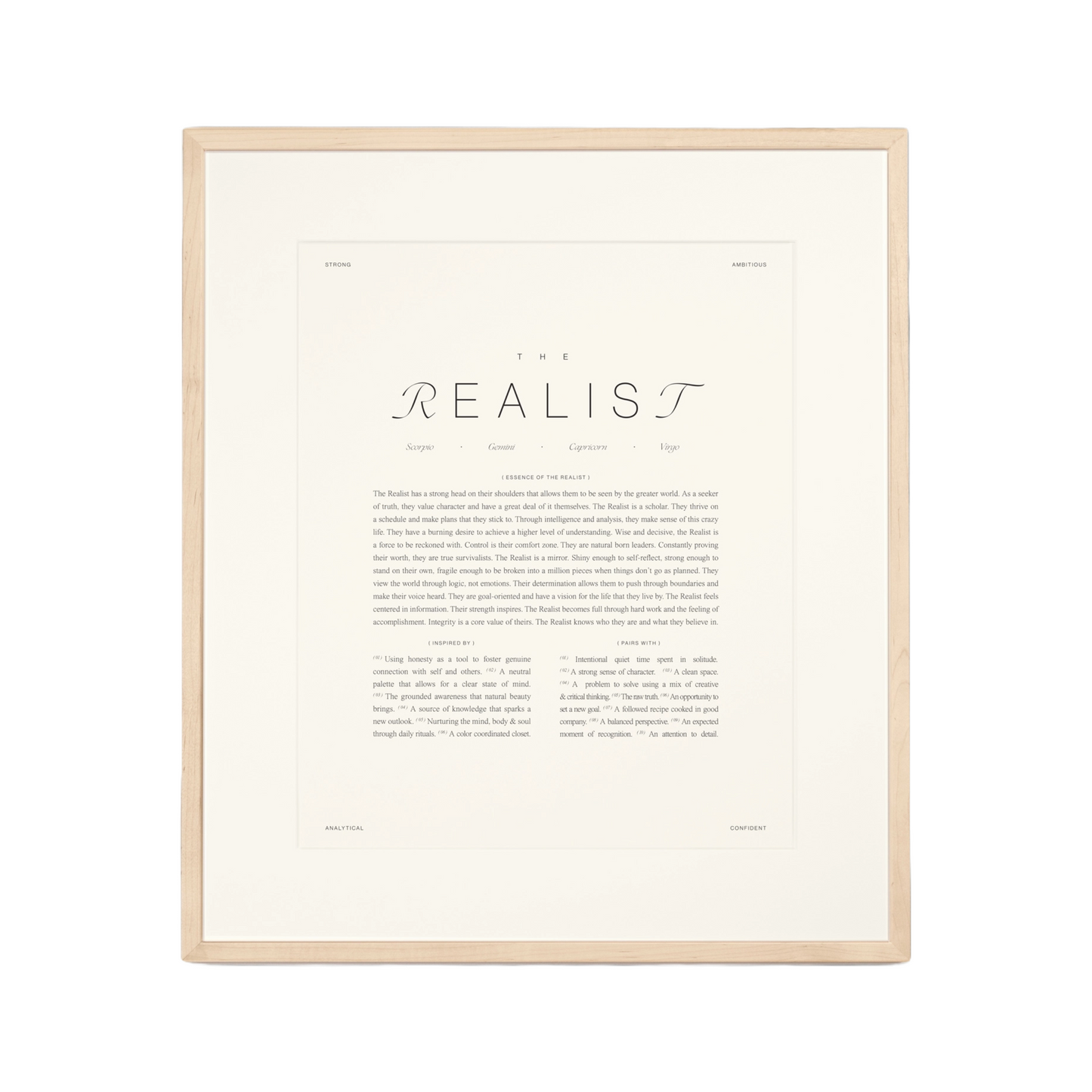 The Realist Zodiac Art Print by Wilde House Paper