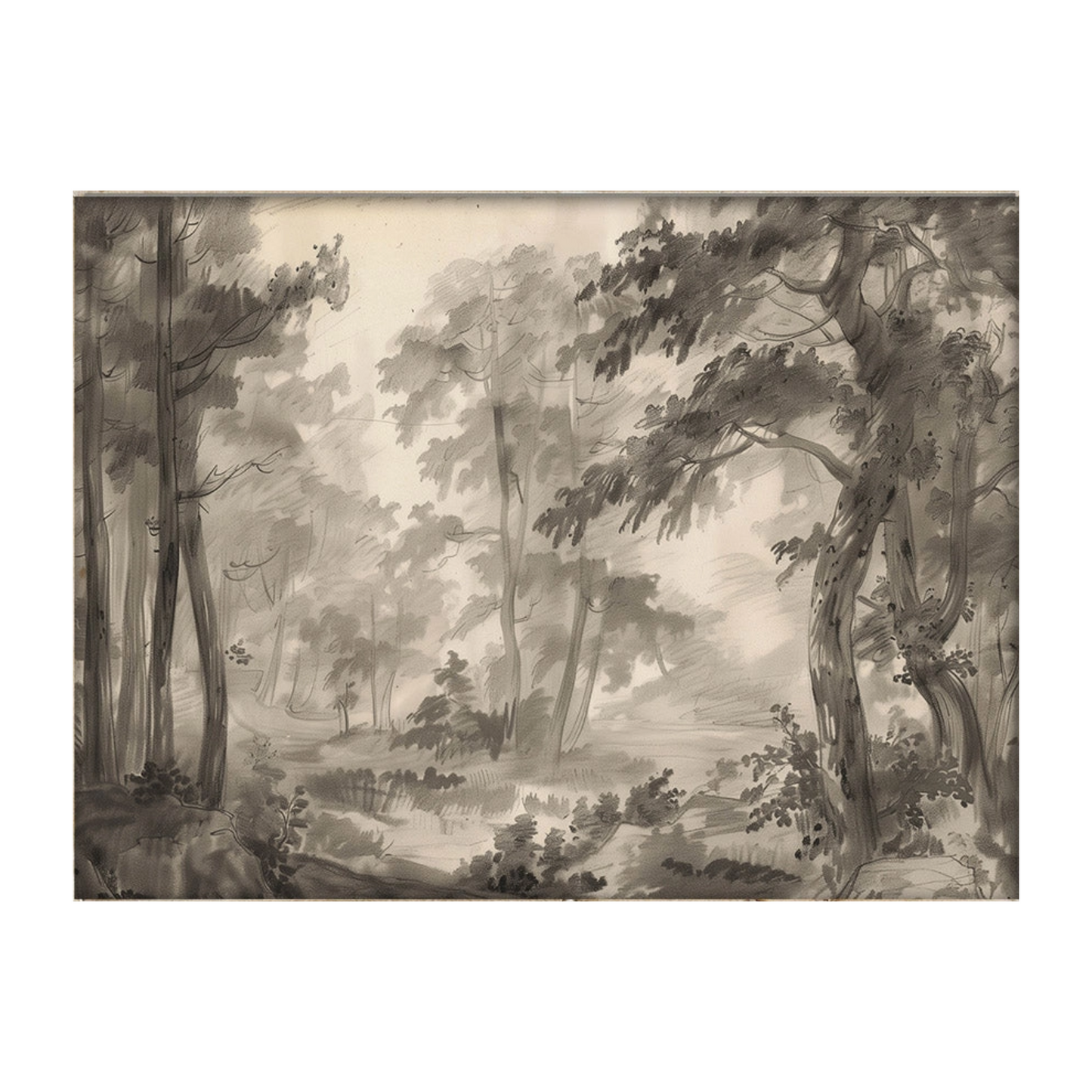 Wooded Landscape Art Print by Paper House Print Shop