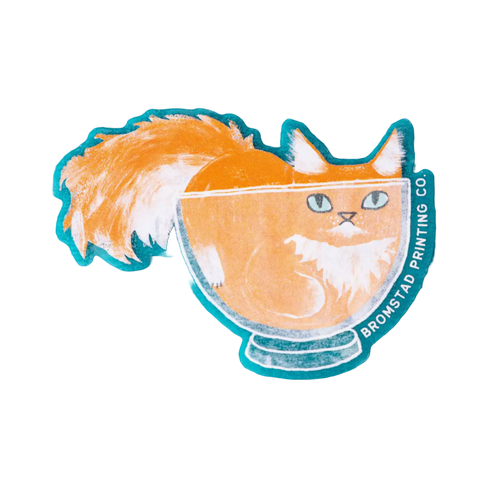 Orange Cat Vinyl Sticker by Bromstad Printing Co.