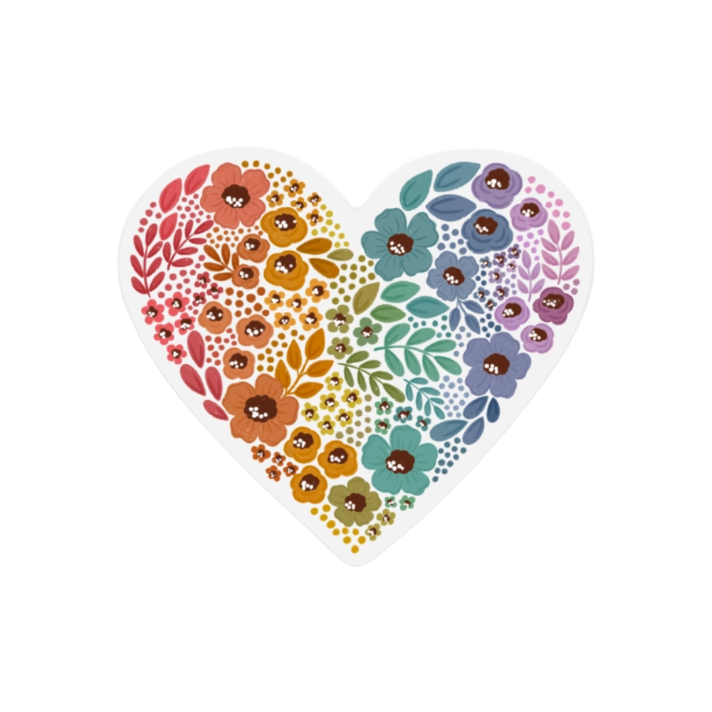 Rainbow Heart Vinyl Sticker by Elyse Breanne Designs