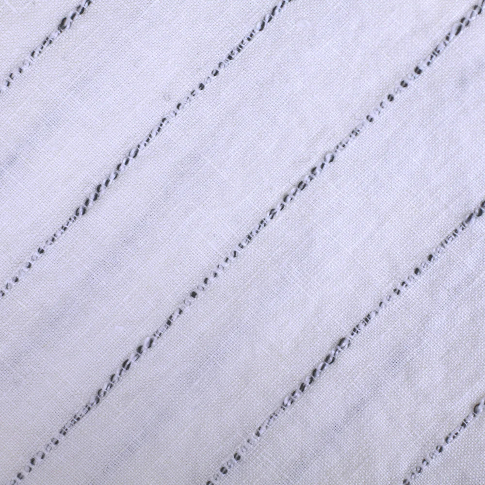 White + Twisted Black Yarn Stripe Linen Hand Towel